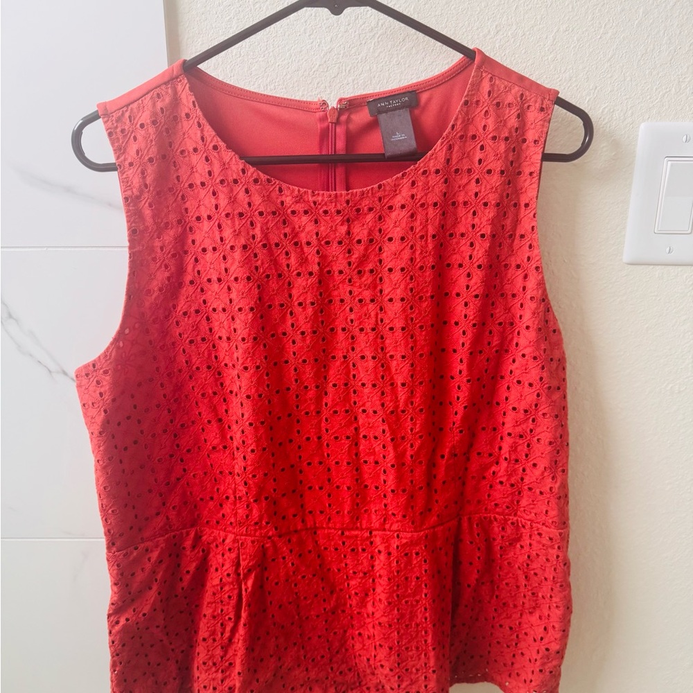 Ann Taylor Eyelet Peplum Women's Top